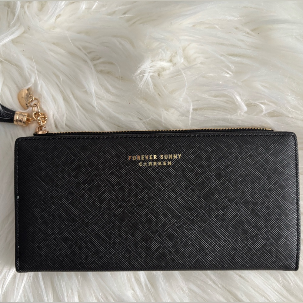 Forever 21 Black Wallet with Gold Accents